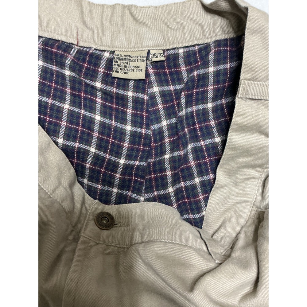 Lee Dungarees Mens Flannel Lined Cargo Pants Khaki Tan Plaid 36x32 RN34783 - Picture 6 of 8